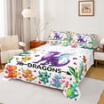 thumbnail image 1 of Homewish Kawaii Purple Dragon Full Size Sheets, Cute Cartoon Animal Bed Sheets, Teens Kids Girls Boys Sheet Sets, Super Cozy Room Decor, 4 Pieces, 1 of 7