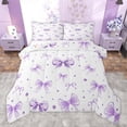 thumbnail image 1 of Homewish Kawaii Purple Ribbon Full Size Comforter Sets for Kids, Princess Bow-tie Bow Bedding Comforter Set, Cute Watercolor Bowknot Reversible Bedding Sets, Luxury Bedroom Decor, 3-Piece, 1 of 8