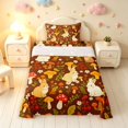 thumbnail image 1 of Homewish Kawaii Rabbit Animals Twin Sheets,Rustic Plant Mushrooms Bedding,Brown,3pcs,1 Flat Sheet,1 Fitted Sheet and 1 Pillowcase, 1 of 6