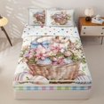 thumbnail image 1 of Homewish Kawaii Rabbit Bunny Zipper Twin Comforter Sets with Fitted Sheet and 2 Pillowcases,Cute Easter Eggs Kawaii Blossom Floral Zipper Bedding Set For Girls Kids,Reversible,4 Pieces, 1 of 7