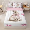 thumbnail image 1 of Homewish Kawaii Rabbit Zipper Full Size Comforter Sets with Fitted Sheet and 2 Pillowcases For Kids,Pink Coquette Bow Zipper Bedding Set For Girls,Pink Reversible,4 Pieces, 1 of 7