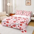 thumbnail image 1 of Homewish Kawaii Red Bow Rose 4pcs Bed Sheets for Adults Female Men,Romantic Love Heart King Sheets,Dreamy Princess Super Cozy Sheet Set,Lightweight Room Decor, 1 of 7