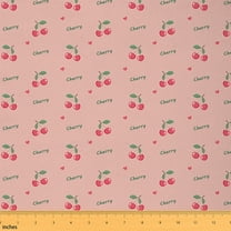 Homewish Kawaii Red Cherry Fabric by the Yard 1 Yard for Kids, Love Heart Room Decor Fabric by the Yard, Cute Cartoon Theme Sewing Fabric, Luxury Bedroom Decor