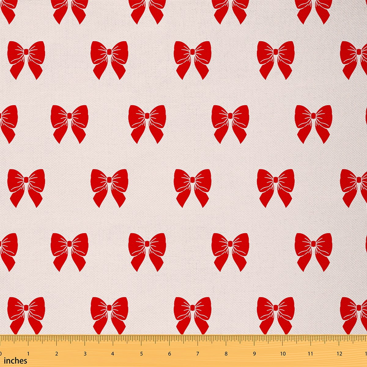Homewish Kawaii Red Ribbon Fabric by the Yard 1 Yard for Kids, Cute Princess Bowknot Room Decor Fabric by the Yard, Cartoon Bow Theme Sewing Fabric, Luxury Bedroom Decor