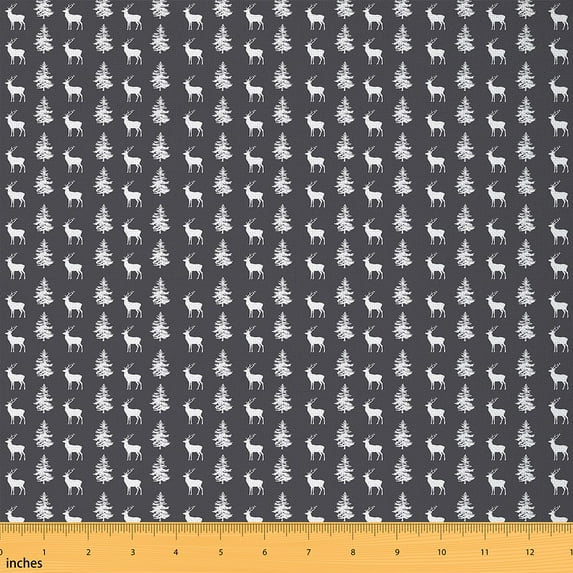 Homewish Kawaii Reindeer Print Fabric by the Yard 3 Yard, Happy New Year Sewing Fabric