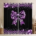 thumbnail image 1 of Homewish Kawaii Ribbon Bow Black Out Curtains for Boys Girls,Leopard Print Curtains Pack of 2 (42x63 Each),Black Purple Bedroom Curtains,Super Cozy Room Decor, 1 of 6