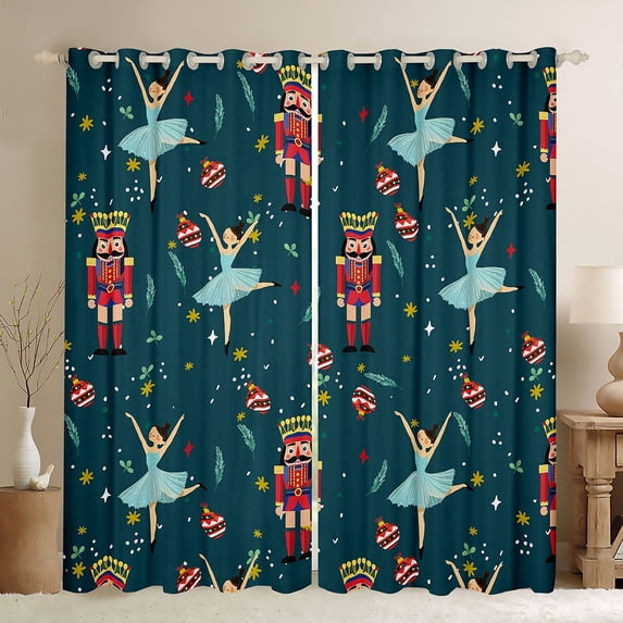 Homewish Kawaii Royal Nutcracker Curtains Pack of 2 (42x84 Each), Cartoon Princess Elf Curtains Blackout, Merry Christmas Bedroom Curtains, Black Out Curtains Room Decor