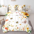 thumbnail image 1 of Homewish Kawaii Rustic Bee Bedding Comforter Set 7-Piece, Cartoon Mushroom Sunflower King Bedding Sets, Cute Butterfly Animal Reversible Bed Sheets, Ultra Soft Bedroom Decor, 1 of 7