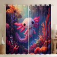 thumbnail image 1 of Homewish Kawaii Salamander Blackout Curtains Set of 2 (52x84 Each),Sealife Red Coral Window Curtains,Pink Axolotl Curtains and Drapes For Boys Girls,Super Cozy Room Decor, 1 of 6