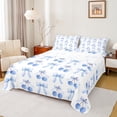thumbnail image 1 of Homewish Kawaii Sweet Cherries Twin Sheet Sets,Cute Bowknot Ribbon Twin Fitted Sheet,Blue White Gray Flat Sheet For Girl Teens,Super Cozy Room Decor,3pcs, 1 of 7