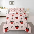 thumbnail image 1 of Homewish Kawaii Sweet Strawberry Bedding Comforter Set,Cute Bowknot Ribbon Twin Comforter Sets,Black Polka Dots Bedding Set For Girl Teens,Super Cozy Room Decor Reversible,2-Piece, 1 of 9