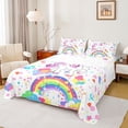 thumbnail image 1 of Homewish Kawaii Unicorn Bed Sheets,Colorful Heart Print King Sheets,Cartoon Rainbow Sheet Set For Girls Teens,Microfiber Bedroom Decor,4pcs, 1 of 7
