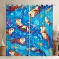 thumbnail image 1 of Homewish Kawaii Water Sloth Blackout Curtains Set of 2 (52x84 Each),Underwater Animal Window Curtains,Blue Brown Curtains and Drapes For Girls Boys,Super Cozy Room Decor, 1 of 6
