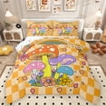 thumbnail image 1 of Homewish Kawaii Watercolor Mushroom Queen Comforter Set,Cute Rainbow Flower Bedding Sets,Minimlaist Geometric Grid Bedding Comforter Set For Girl,Breathable Home Decor Reversible,3pcs, 1 of 8