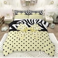 thumbnail image 1 of Homewish Kawaii Yellow Bow Knot Boy Girl Full Size Comforter Sets 3-Piece,Polka Dots Bedding Comforter Set,Animal Zebra Print Lightweight Bedding Sets,Super Cozy Room Decor,Reversible, 1 of 8