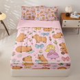 thumbnail image 1 of Homewish Kid Cute Capybara Zipper Twin Comforter Sets with Fitted Sheet and 2 Pillowcases, Bow Princess Fairy Zipper Bedding Set, Pink Reversible, 4-Piece, 1 of 6