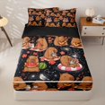 thumbnail image 1 of Homewish Kid Flower Capybara Zipper Full Size Comforter Sets with Fitted Sheet and 2 Pillowcases, Galaxy Stars Zipper Bedding Set, Black Brown, Black Reversible, 4 Pieces, 1 of 6