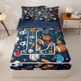 thumbnail image 1 of Homewish Kids Ball Games Zipper Twin Comforter Sets with Fitted Sheet and 2 Pillowcases,Sport Theme L Alphabet Zipper Bedding Set For Baseball Boys,Navy Blue Reversible,4 Pieces, 1 of 7