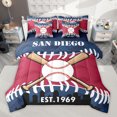 thumbnail image 1 of Homewish Kids Baseball Gaming 7-Piece Bedding Comforter Set,Ball Sport City King Bedding Sets,San Diego Silhouette Bed Sheets For Teens Boy,Microfiber Bedroom Decor Reversible, 1 of 8