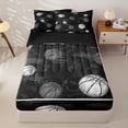 thumbnail image 1 of Homewish Kids Basketball Zipper Full Size Comforter Sets with Fitted Sheet and 2 Pillowcases For Boys,Sports Theme Zipper Bedding Set,Black Gray,Black Reversible,4 Pieces, 1 of 7