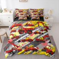 thumbnail image 1 of Homewish Kids Boys Red Truck 7 Pieces Bedding Comforter Set,Cartoon Car Theme Full Bedding Set Lightweight,Graffiti Splash Fitted Sheet Flat Sheet,Lightweight Room Decor,Reversible, 1 of 8