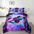 thumbnail image 1 of Homewish Kids Cartoon Automobile Full Size Comforter Sets, Fuchsia Blue Cartoon Bedding Comforter Set, Racing Car Lover Reversible Bedding Sets, Breathable Home Decor, 3 Pieces, 1 of 8
