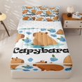 thumbnail image 1 of Homewish Kids Cartoon Capybara Zipper Full Size Comforter Sets with Fitted Sheet and 2 Pillowcases, Blue Flower Floral Zipper Bedding Set, Reversible, 4 Pieces, 1 of 6