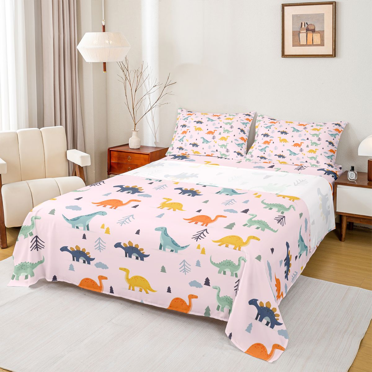 Homewish Kids Children Cartoon Dinosaur 3pcs Twin Sheet Sets,Kawaii ...