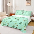 thumbnail image 1 of Homewish Kids Children Cartoon Dinosaur 4 Pieces Queen Sheet Sets,Jungle Animal Ultra Soft Flat Sheet,Kawaii Wildlife Dino Queen Fitted Sheet,Breathable Home Decor, 1 of 7
