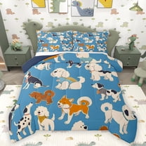 Homewish Kids Children Cartoon Dogs Bedding Comforter Set 2pcs,Kawaii Animal Twin Comforter Sets Microfiber,Cute Pets Breathable Bedding Set,Lightweight Room Decor,Reversible