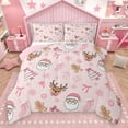 thumbnail image 1 of Homewish Kids Children Cartoon Santa Claus Deer 2pcs Bedding Comforter Set,Kawaii Pink Bow Twin Comforter Sets,Merry Christmas Breathable Bedding Set,Microfiber Bedroom Decor,Reversible, 1 of 8
