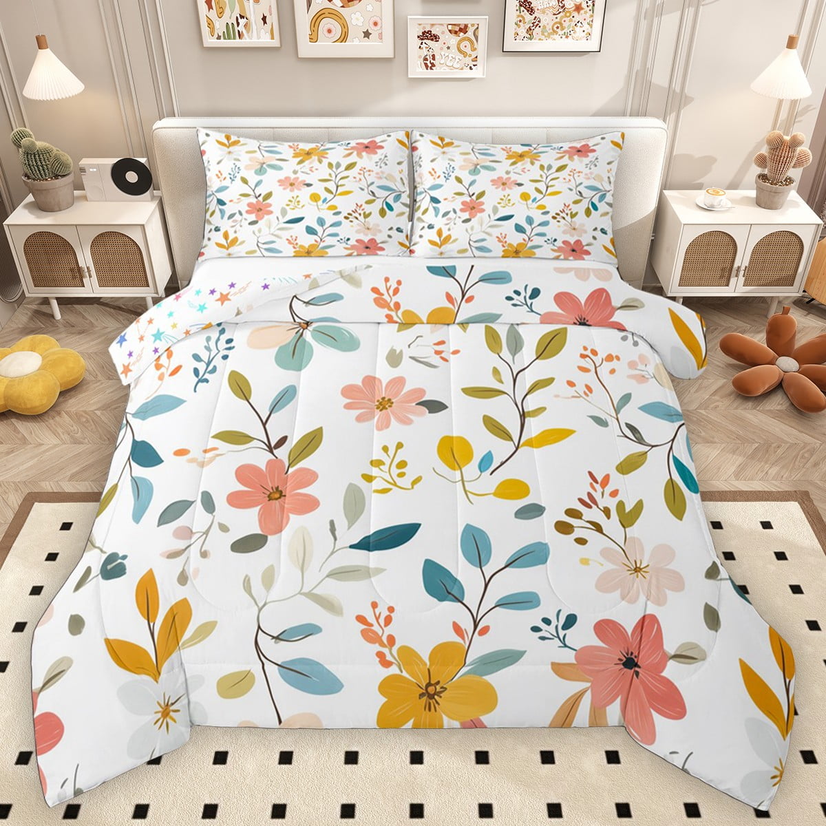 Homewish Kids Children Chic Floral Flowers Full Size Comforter Sets 3 ...