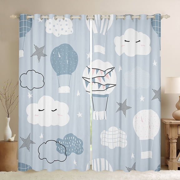 Homewish Kids Children Hot Air Balloon Black Out Curtains,Starry Sky Curtains Pack of 2 (42x63 Each),Cute Geometric Stripes Bedroom Curtains,Luxury Bedroom Decor