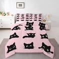 thumbnail image 1 of Homewish Kids Children Kawaii Cats Full Size Comforter Sets 3-Piece,Black Pink Bedding Comforter Set,Cartoon Animal Pet Lightweight Bedding Sets,Microfiber Bedroom Decor,Reversible, 1 of 8