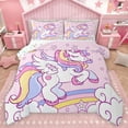 thumbnail image 1 of Homewish Kids Children Kawaii Unicorn Bedding Comforter Set 2pcs,Cartoon Animal Twin Comforter Sets Microfiber,Cute Rainbow Breathable Bedding Set,Super Cozy Room Decor,Reversible, 1 of 8