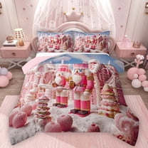 Homewish Kids Children Merry Christmas Bedding Comforter Set 2pcs,Xmas Nutcracker Twin Comforter Sets Microfiber,Happy New Year Breathable Bedding Set,Lightweight Room Decor,Reversible