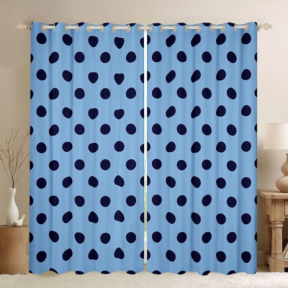 Homewish Kids Children Retro Polka Dots Curtains Pack of 2 (42x84 Each),Minimalist Circle Curtains Blackout,Mid Century Vintage Geometric Bedroom Curtains,Ultra Soft Home Decor