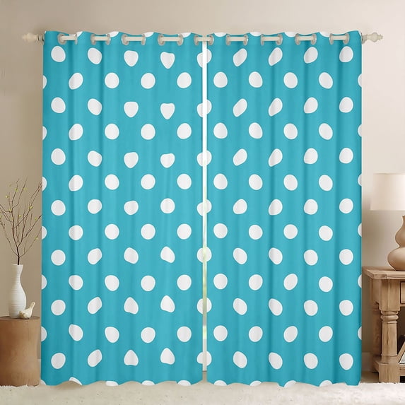 Homewish Kids Children Retro Polka Dots Curtains Pack of 2 (42x84 Each),Minimalist Circle Curtains Blackout,Mid Century Vintage Geometric Bedroom Curtains,Ultra Soft Home Decor