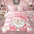 thumbnail image 1 of Homewish Kids Children Santa Claus Twin Bedding Sets 7-Piece,Geometric Stripes Bedding Comforter Set Microfiber,Merry Christmas Xmas Breathable Sheet Sets,Luxury Bedroom Decor,Reversible, 1 of 8