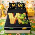 thumbnail image 1 of Homewish Kids Dinosaur Zipper Twin Comforter Sets with Fitted Sheet and 2 Pillowcases for Boys Girls, Dino Letter W Zipper Bedding Set,4-Piece, Black Reversible, 1 of 6