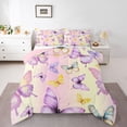 thumbnail image 1 of Homewish Kids Dreamy Butterfly Full Size Comforter Sets, Magic Animal Bedding Comforter Set, Yellow Purple Cartoon Reversible Bedding Sets, Luxury Bedroom Decor, 3-Piece, 1 of 8