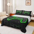 thumbnail image 1 of Homewish Kids Green Gamepad Queen Sheet Sets, Gamer Gaming Theme Flat Sheet, Modern Fashion Honeycomb Queen Fitted Sheet, Ultra Soft Bedroom Decor, 4-Piece, 1 of 7