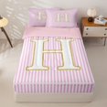 thumbnail image 1 of Homewish Kids H Letter Zipper Full Size Comforter Sets with Fitted Sheet and 2 Pillowcases, Abstract Stripes Zipper Bedding Set, Pink Reversible, Pink Reversible, 4-Piece, 1 of 6
