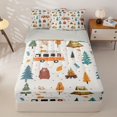 thumbnail image 1 of Homewish Kids Happy Camping Zipper Twin Comforter Sets with Fitted Sheet and 2 Pillowcases, Rustic Adventure Theme Zipper Bedding Set, Gray Reversible, 4-Piece, 1 of 6