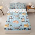 thumbnail image 1 of Homewish Kids Kawaii Cat Zipper Twin Comforter Sets with Fitted Sheet and 2 Pillowcases, Blue Cartoon Animal Zipper Bedding Set, Polka Dots Reversible, 4pcs, 1 of 6