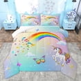 thumbnail image 1 of Homewish Kids Magic Unicorn Bedding Comforter Set, Stars Rainbow Galaxy Twin Comforter Sets, Dreamy Cartoon Butterfly Bedding Set, Lightweight Room Decor, 2 Pieces, 1 of 8