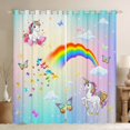 thumbnail image 1 of Homewish Kids Magic Unicorn Blackout Curtains Set of 2 (52x84 Each), Stars Rainbow Galaxy Window Curtains, Dreamy Cartoon Butterfly Curtains and Drapes, Blackout Curtains Room Decor, 1 of 6