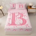 thumbnail image 1 of Homewish Kids Personalized Gifts Zipper Full Size Comforter Sets with Fitted Sheet and 2 Pillowcases,Pink Bow Print Alphabet B Zipper Bedding Set For Girls,Pink Reversible,4 Pieces, 1 of 7