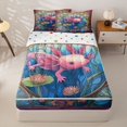 thumbnail image 1 of Homewish Kids Pink Axolotl Zipper Full Size Comforter Sets with Fitted Sheet and 2 Pillowcases, Ocean Cartoon Animal Zipper Bedding Set, Polka Dots Reversible, 4-Piece, 1 of 6