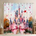 thumbnail image 1 of Homewish Kids Princess Castle Curtains Pack of 2 (42x84 Each), Pink Watercolor Bowknot Curtains Blackout, Oil Printing Bedroom Curtains, Blackout Curtains Decor, 1 of 6